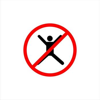 No Jumping Sign Icon Silhouette Person Red Circle. vector
