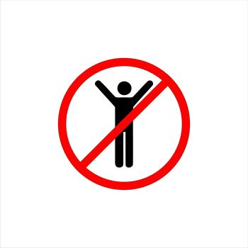 No people allowed sign, red circle with diagonal line over person icon. vector