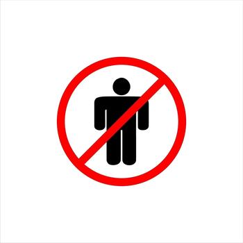 Prohibition sign depicting a person indicating restricted access and no entry allowed. vector