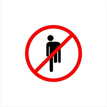 Prohibition of standing figure with missing leg in red circle. vector