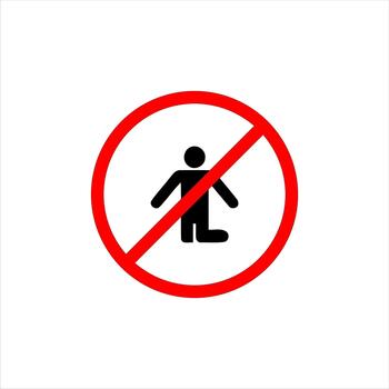 Prohibition sign depicting a person with a crossed out symbol indicating no access. vector