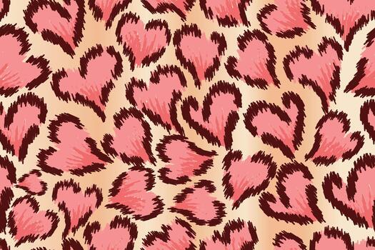 A seamless abstract fabric pattern featuring swirling heart-shaped forms in soft pink tones. vector