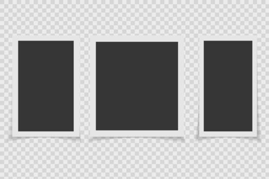 Simple black rectangular and square photo frames with clean edges and blank centers. vector
