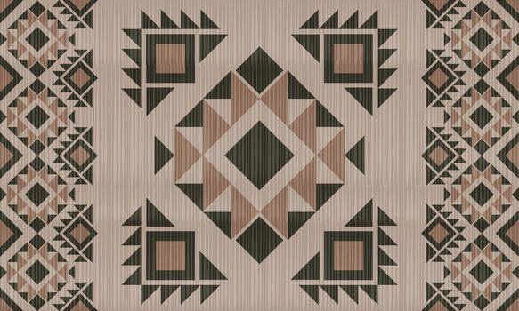 A geometric tribal pattern featuring earthy tones and symmetrical Navajo-style shapes, creating a strong ethnic and rustic aesthetic. vector