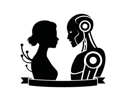 Artificial intelligence and human connection showing concept of future love together vector