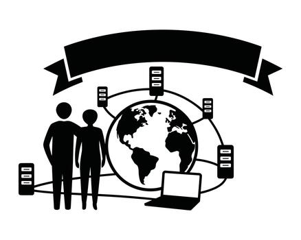 Global Network and People Connected by Servers and Technology with a Banner vector