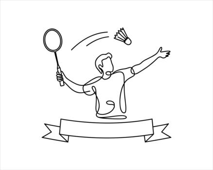 Badminton Player Line Art with Space for Text or Logo Design vector
