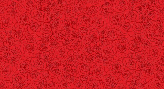 Stylized red rose outlines create a dense, continuous floral design on a deep red background, offering an elegant and romantic texture. vector