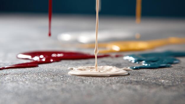 Colorful paint dripping and splashing on textured surface creating abstract patterns photo