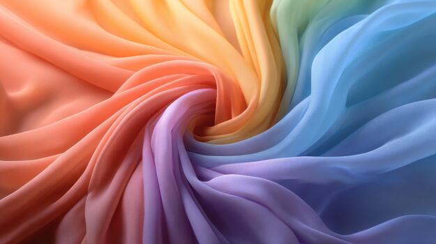 Vibrant gradient fabric swirl elegant silk textile texture background colorful wavy cloth material smooth flowing soft light abstract design photo