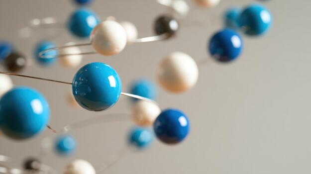 Abstract molecular model interconnected spheres science technology network structure research connection education photo