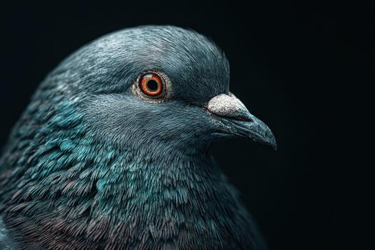 Detailed view of a pigeon showing vibrant feather textures and colors photo