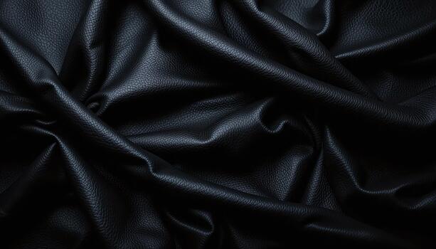 Abstract black textured fabric with gentle folds creating a dramatic and luxurious feel, perfect for background or design elements photo