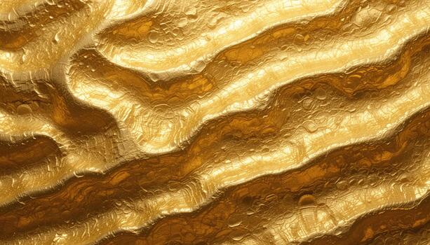 Captivating abstract golden texture featuring undulating ripples and a unique metallic sheen, creating a luxurious and dynamic backdrop for high-end design projects and elegant visual themes photo