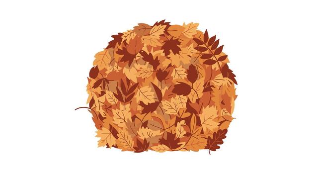 A decorative pile of colorful autumn leaves in various shades of orange and brown, creating a warm seasonal image on a white background. vector