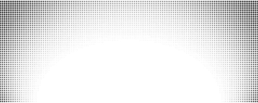 Monochrome vingette gradient background. Halftone dots effect. Overlay template with spotted texture and abstract dotwork. illustration. vector