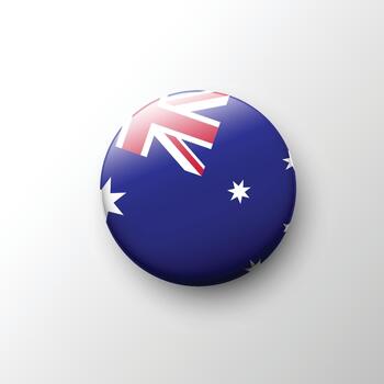 Glossy 3D Heard Island flag button with union star field vector