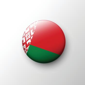 Glossy 3D Belarus flag button with red green and pattern vector