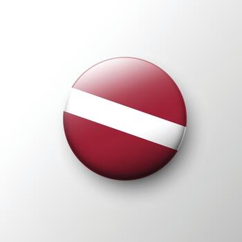 Glossy 3D Latvia flag round glossy button vector