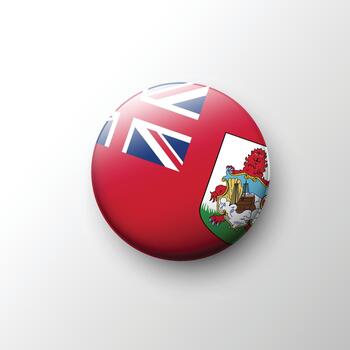 Glossy 3D Bermuda flag button with Union Jack design vector