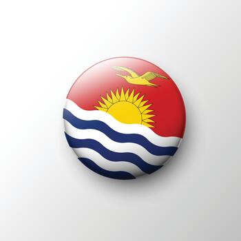 Glossy 3D Kiribati flag round button vector