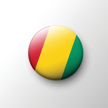 Glossy 3D Guinea flag button with vertical tricolor vector