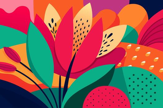 dinámica resumen floral con negrita color formas vector