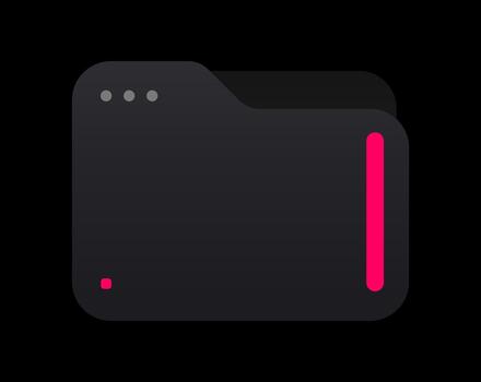 Digital Storage Folder Icon with Red Accent. Modern Flat Folder Mockup with Neon Elements vector