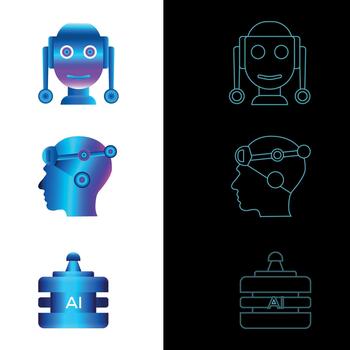 Futuristic AI and Robotics Concepts with Gradient and Outline Styles vector