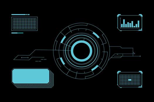 Futuristic Heads-Up Display Interface with Data Elements vector