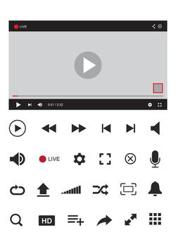 and audio player interface template with set buttons. Stock Illustration vector