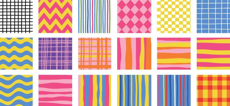 A set of colorful patterns with different designs vector