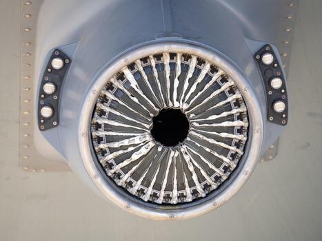 Detailed macro view of aircraft refueling probe housing showing circular structure and lighting elements photo