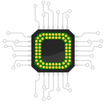 Microchip IC Processor Component Ball Grid Array Package Technology Illustration png