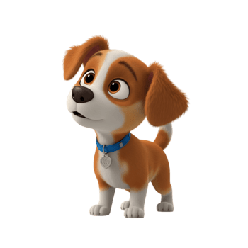 adorabile 3d animato cucciolo personaggio con un' blu collare, guardare su curiosamente. alta risoluzione design risorsa con trasparente sfondo, ideale per bambini' media, marchio, e digitale progetti. png