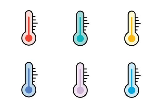 Collection of colorful thermometers representing different weather temperature conditions vector