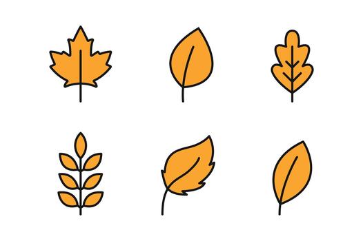 Minimalist Autumn Leaves Collection featuring Various Shapes and Arrangements on White Background vector