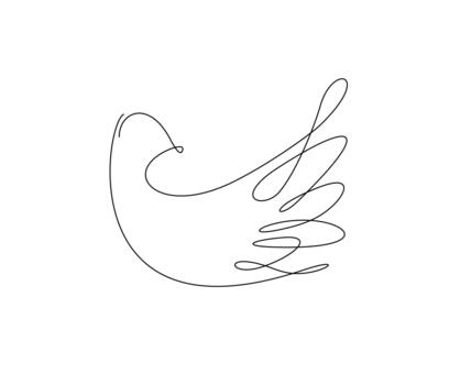 Bird. Single-line logo. Minimalistic dove icon. Stylized illustration of a bird on a white background with a thin outline. vector