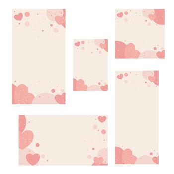 Soft pink heart backgrounds set in different sizes vector