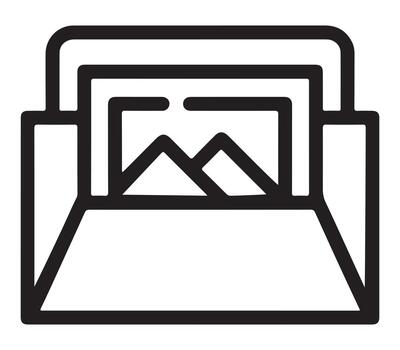 a black and white image of a computer screen with a mountain in the background vector