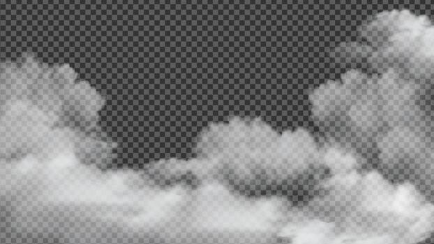 Isolated realistic special effect of steam, smoke, fog, clouds background vector