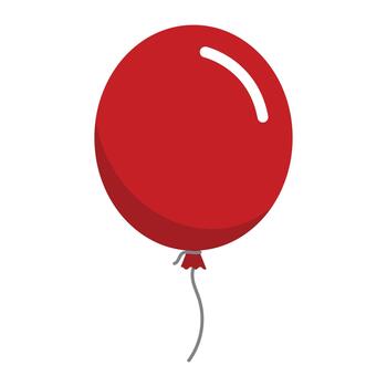 A vibrant red party balloon with a subtle highlight and a grey string, floating gently. vector
