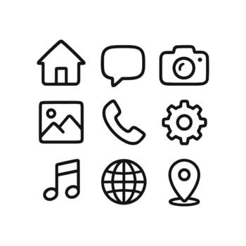 colección de mano dibujado móvil solicitud íconos para usuario interfaz diseño vector