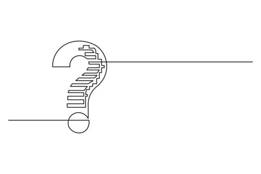 Question mark with stairs continuous line drawing illustration minimal art vector