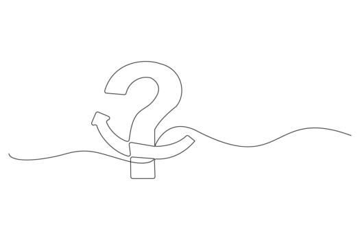 Continuous line drawing of question mark with anchor symbol one line art vector