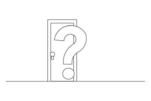 puerta pregunta marca uno línea dibujo diseño concepto de haciendo Derecha elección vector