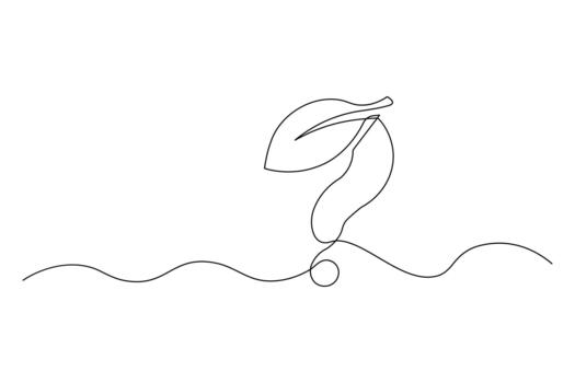 Sprout question mark one line drawing design concept of asking about growth vector