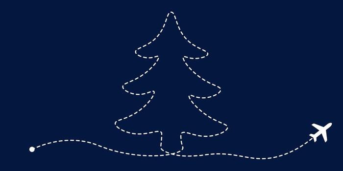 resumen blanco avión vuelo camino formando lineal modelo en el forma de un Navidad árbol. mejor para nuevo año o Navidad viajar, aviación y navegación diseño. ilustración vector