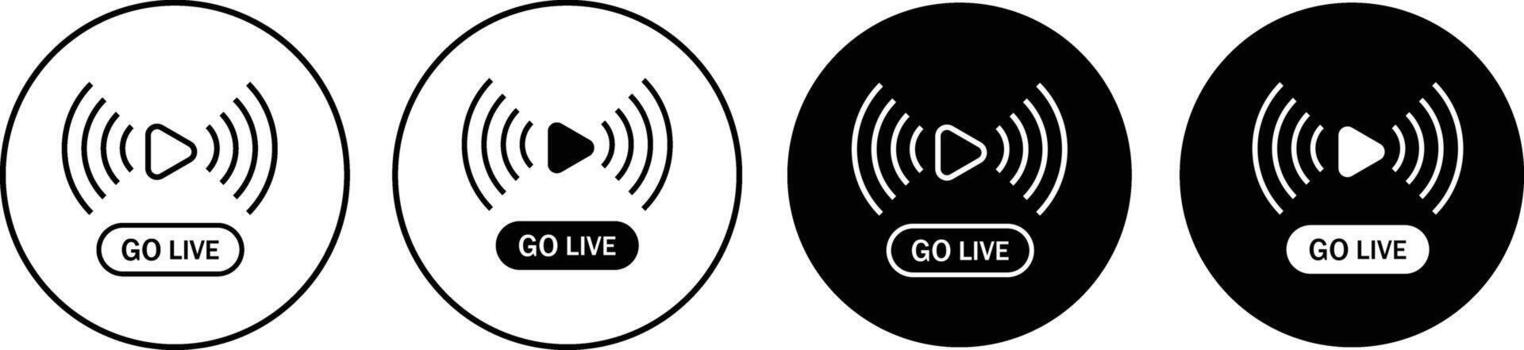 Set of go live icon set. Live stream symbols. Social media and online event sign. On Air Broadcast Icons vector