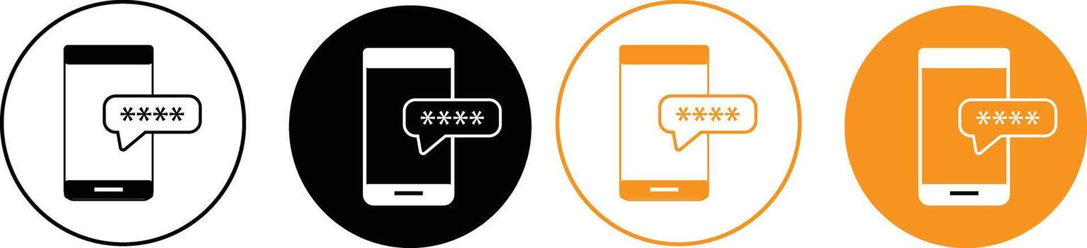 OTP icon set. Mobile password token symbols. OTP verification code sign. Password security symbol. Security login sign vector